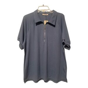 🍃 ViVI Men's Navy Half-Zip Polo Shirt